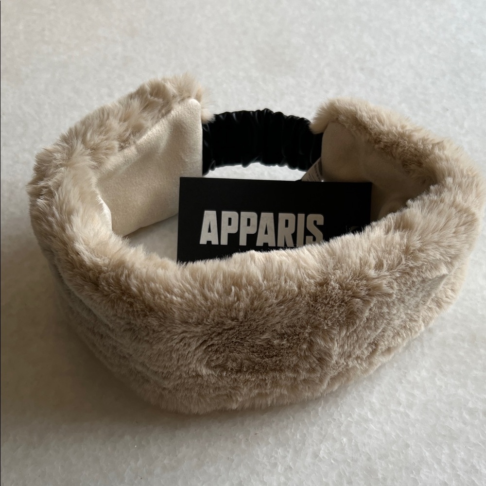 Apparis Plush Faux Fur Headband in Cream